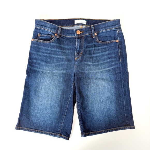 👖 LOFT Dark Blue Wash Jean Shorts – Size 4 / 27" – 10" Inseam – Retail: $60 - Picture 1 of 13